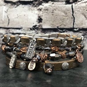 Empowerment  Leather Charmed Bracelet - Chocolate